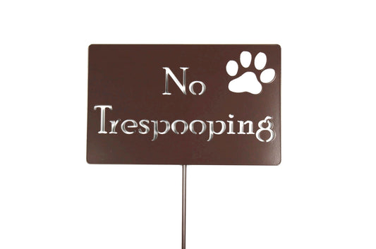 No Trespooping Metal Garden Stake 23 to 48 Inches Tall