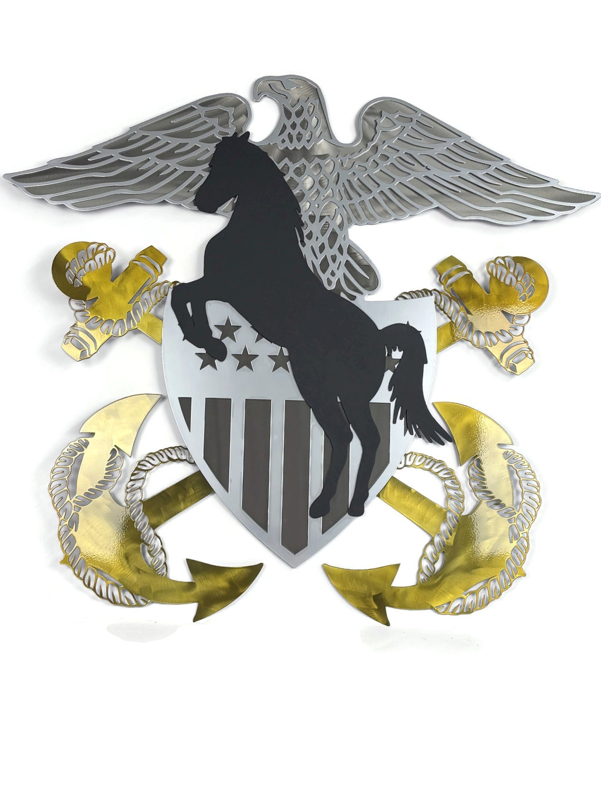 US NAVY Officer's Crest Stainless Steel Wall Art 19 to 30 Inches Tall - Officially Licensed Seller