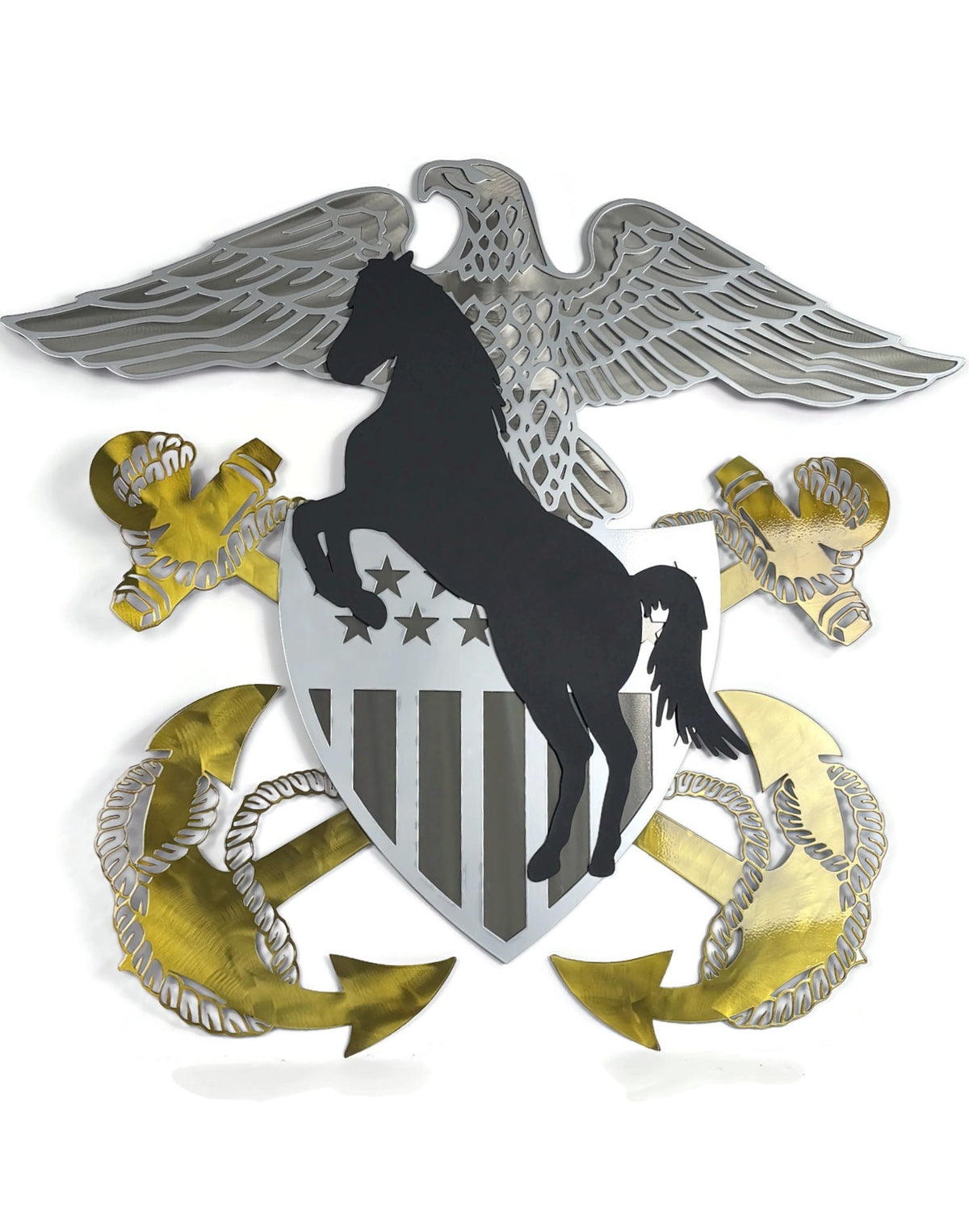 US NAVY Officer's Crest Stainless Steel Wall Art 19 to 30 Inches Tall - Officially Licensed Seller
