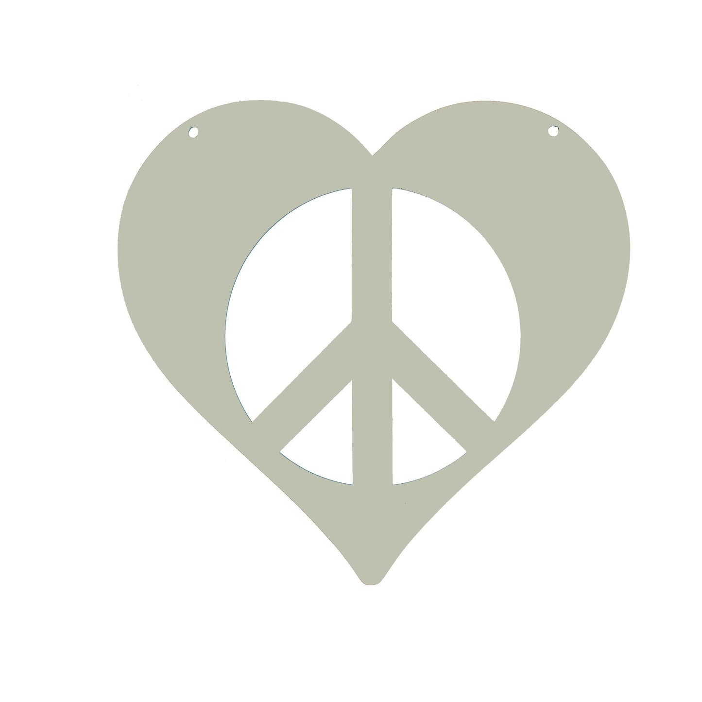 Peace Heart Symbol Metal Wall Art Sign 9 to 18 Inches Wide