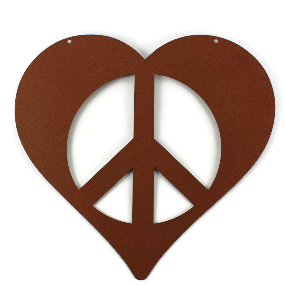Peace Heart Symbol Metal Wall Art Sign 9 to 18 Inches Wide