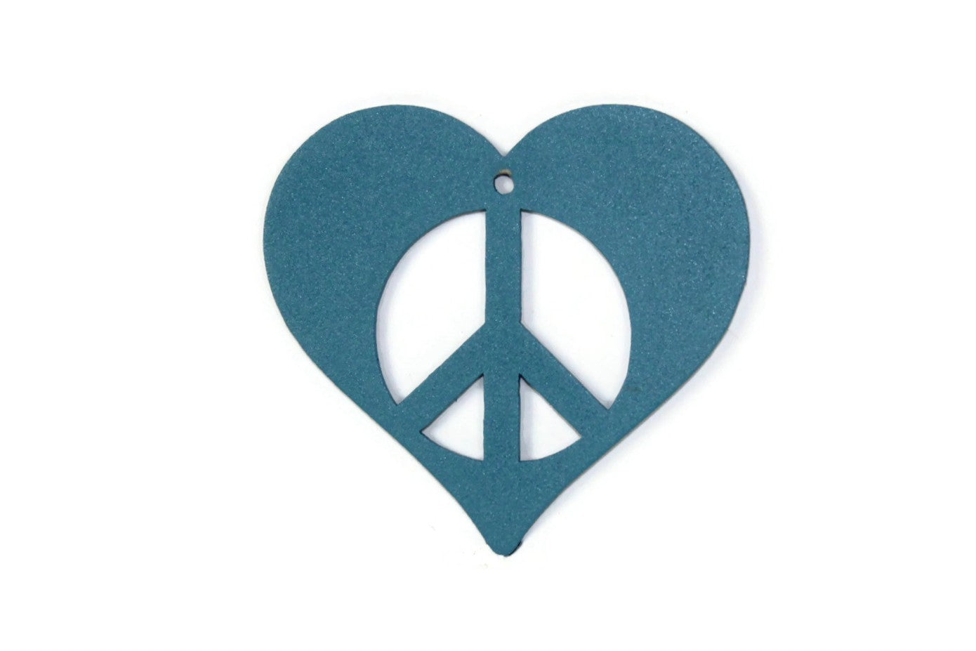 Metal Heart Peace Sign Ornament 3" wide