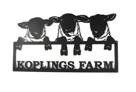 Family Farm Name Peek a Boo Sheep Sign 23 to 32 Inches Wide