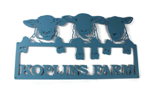 Family Farm Name Peek a Boo Sheep Sign 23 to 32 Inches Wide