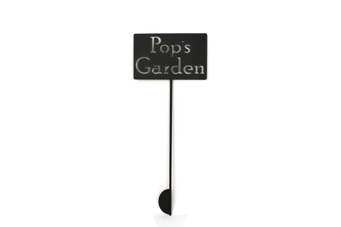 Pop's Garden black powder coat garden stake sign