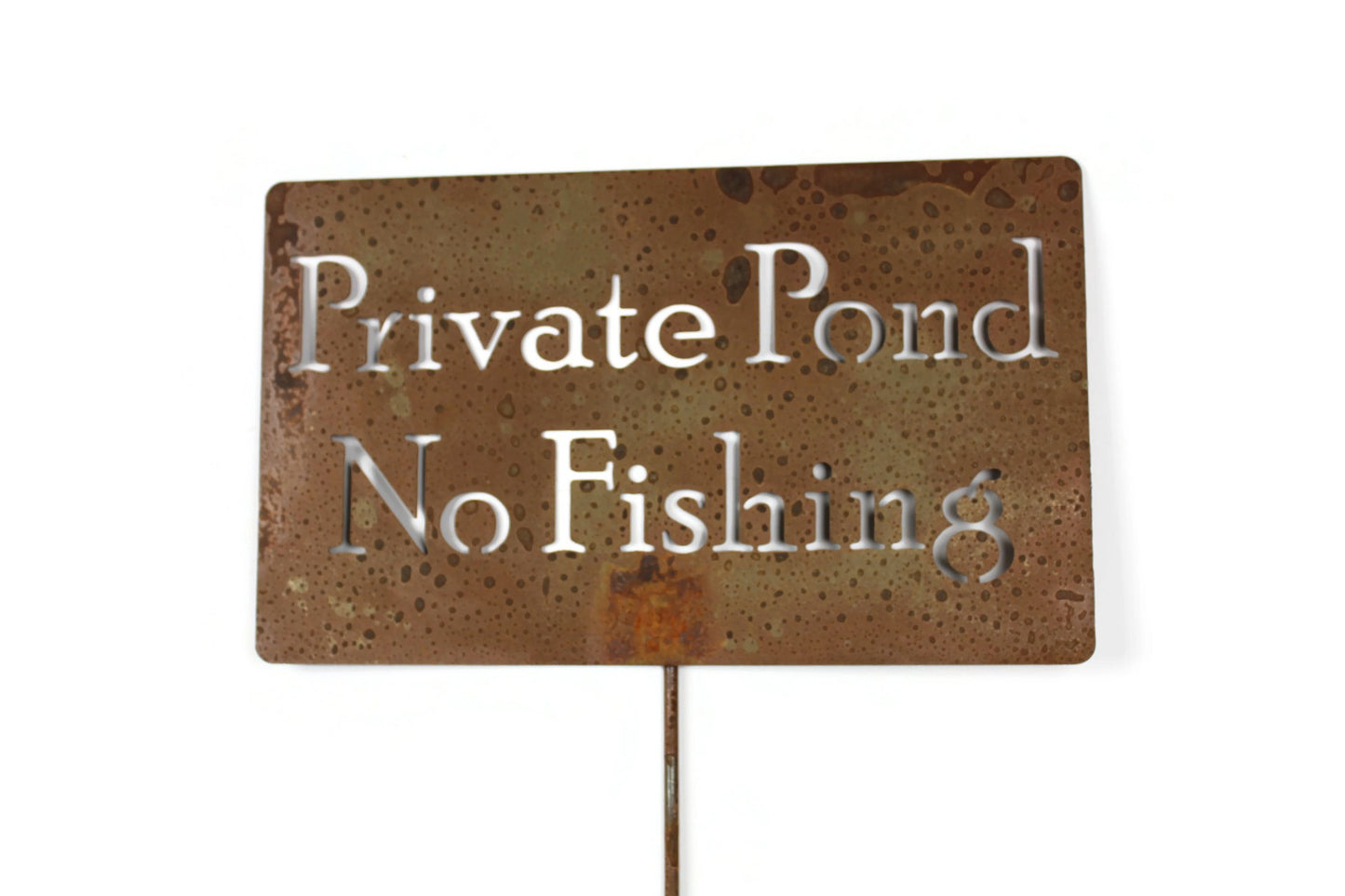 Private Pond No Fishing Metal Marker Stake 20 to 48 Inches Tall