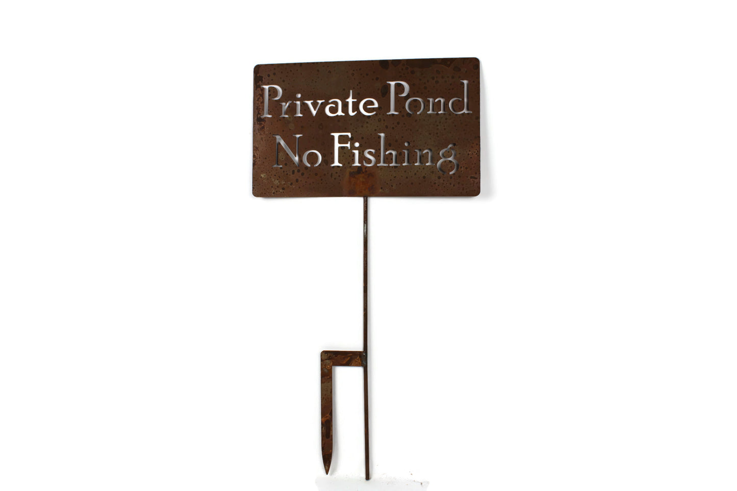 Private Pond No Fishing Metal Marker Stake 20 to 48 Inches Tall