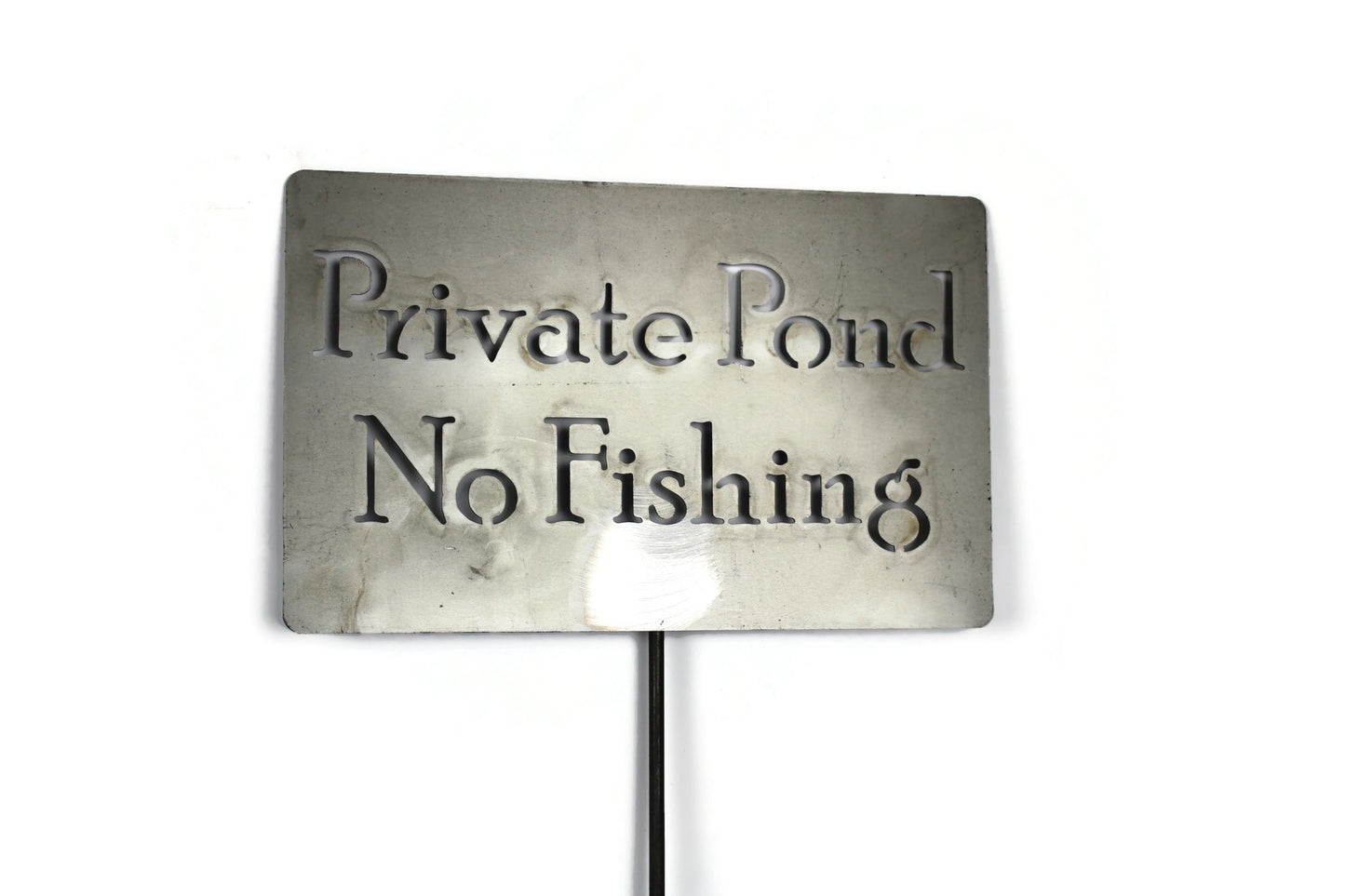 Private Pond No Fishing Metal Marker Stake 20 to 48 Inches Tall