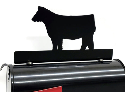 Custom Steer Calf Metal Mailbox Topper: Farmhouse Decor, 17-Inch Wide - Does Not Include a Mailbox