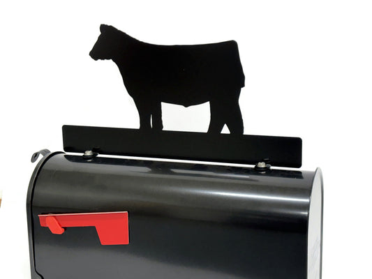 Custom Steer Calf Metal Mailbox Topper: Farmhouse Decor, 17-Inch Wide - Does Not Include a Mailbox