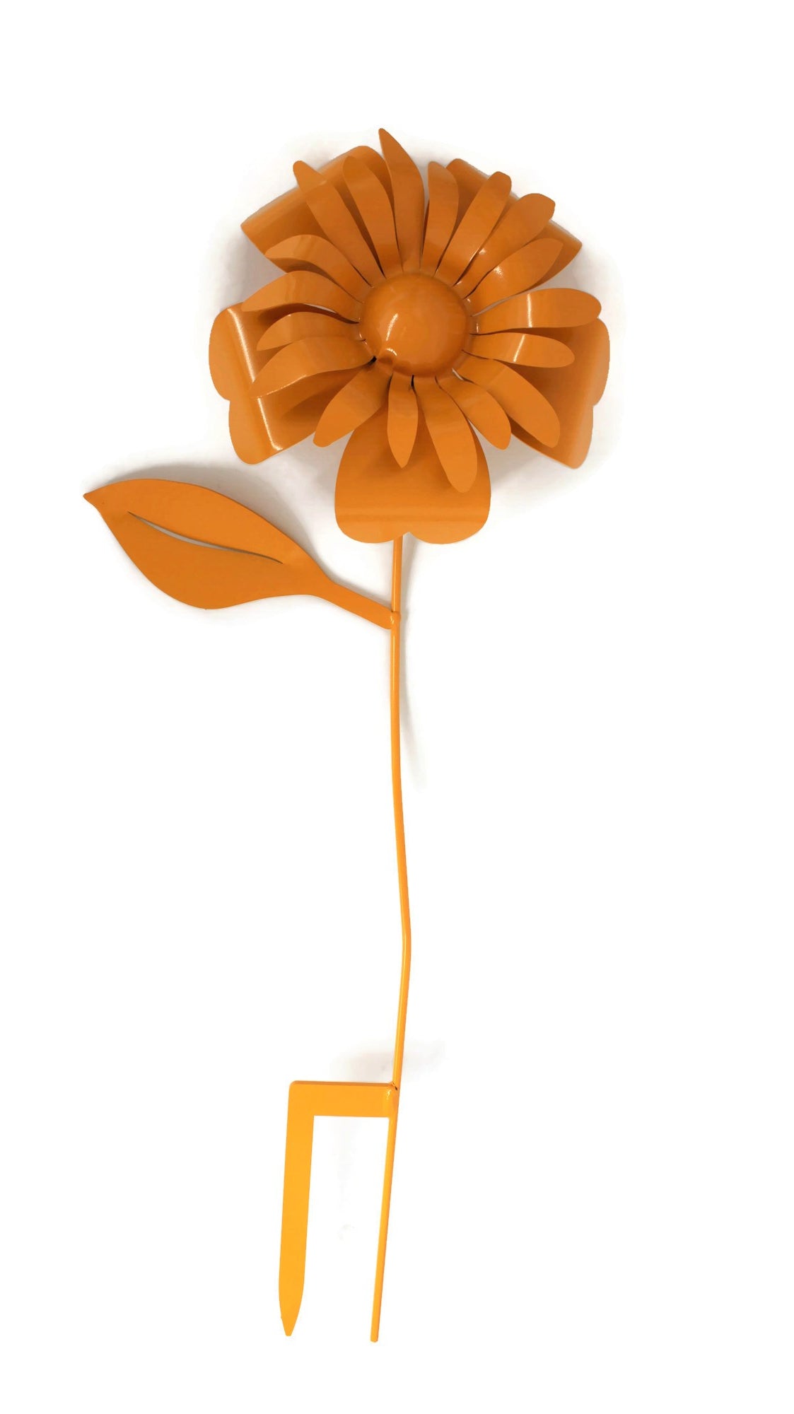 Dark yellow powder coat metal sunflower garden stake