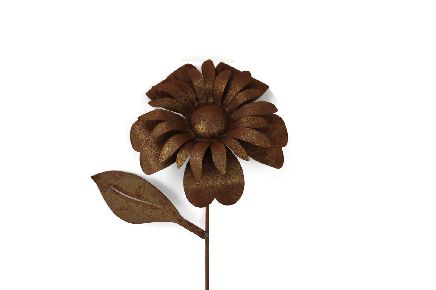 Rusty metal sunflower garden stake