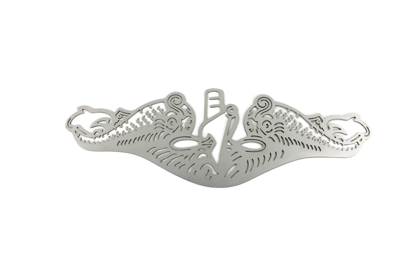 US Navy Submarine Silver Service Pin Stainless Steel Dolphins Wall Art 25 Inches Wide - Official Licensed Seller
