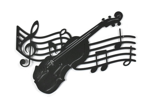 Metal Violin and Music Staff Wall Art 16 to 24 Inches Wide
