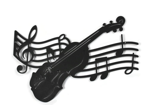 Metal Violin and Music Staff Wall Art 16 to 24 Inches Wide