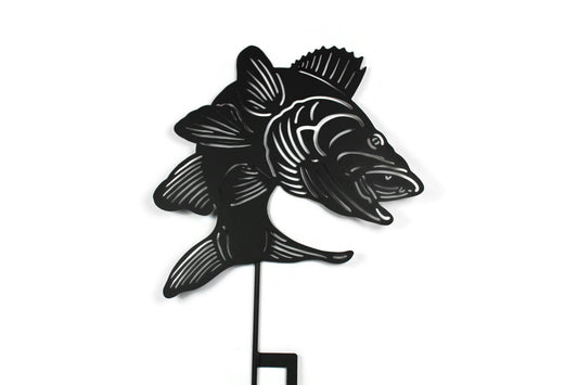 Jumping Walleye Metal Pond Stake 32 Inches Tall