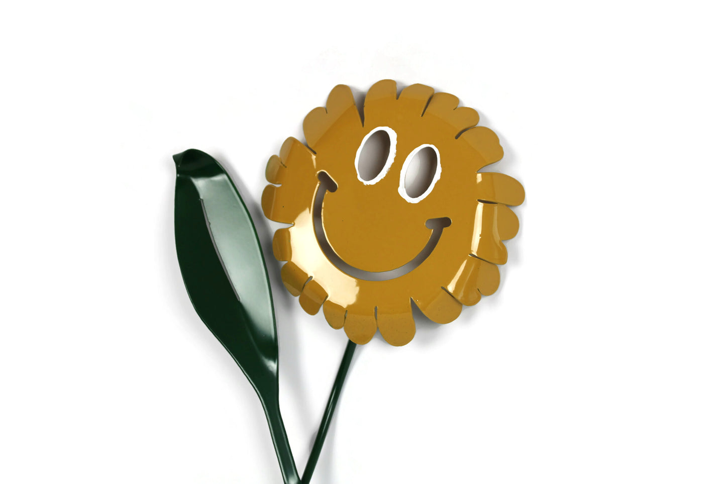 Waving Daisy Smiley Face Metal Garden Stake 20 Inches Tall